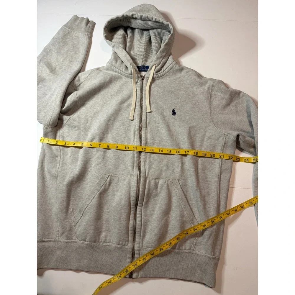 Polo Ralph Lauren Thermal Men's Grey Full Zip-Up Hoodie Jacket Size Large